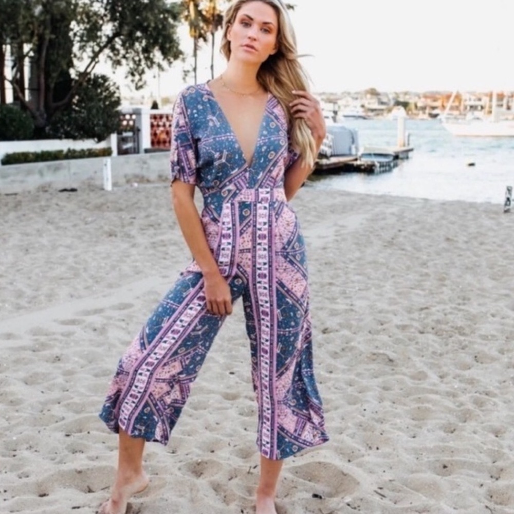 Vici Olivaceous Boho Jumpsuit Size M